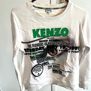 Kenzo White and Green Graphic Sweatshirt